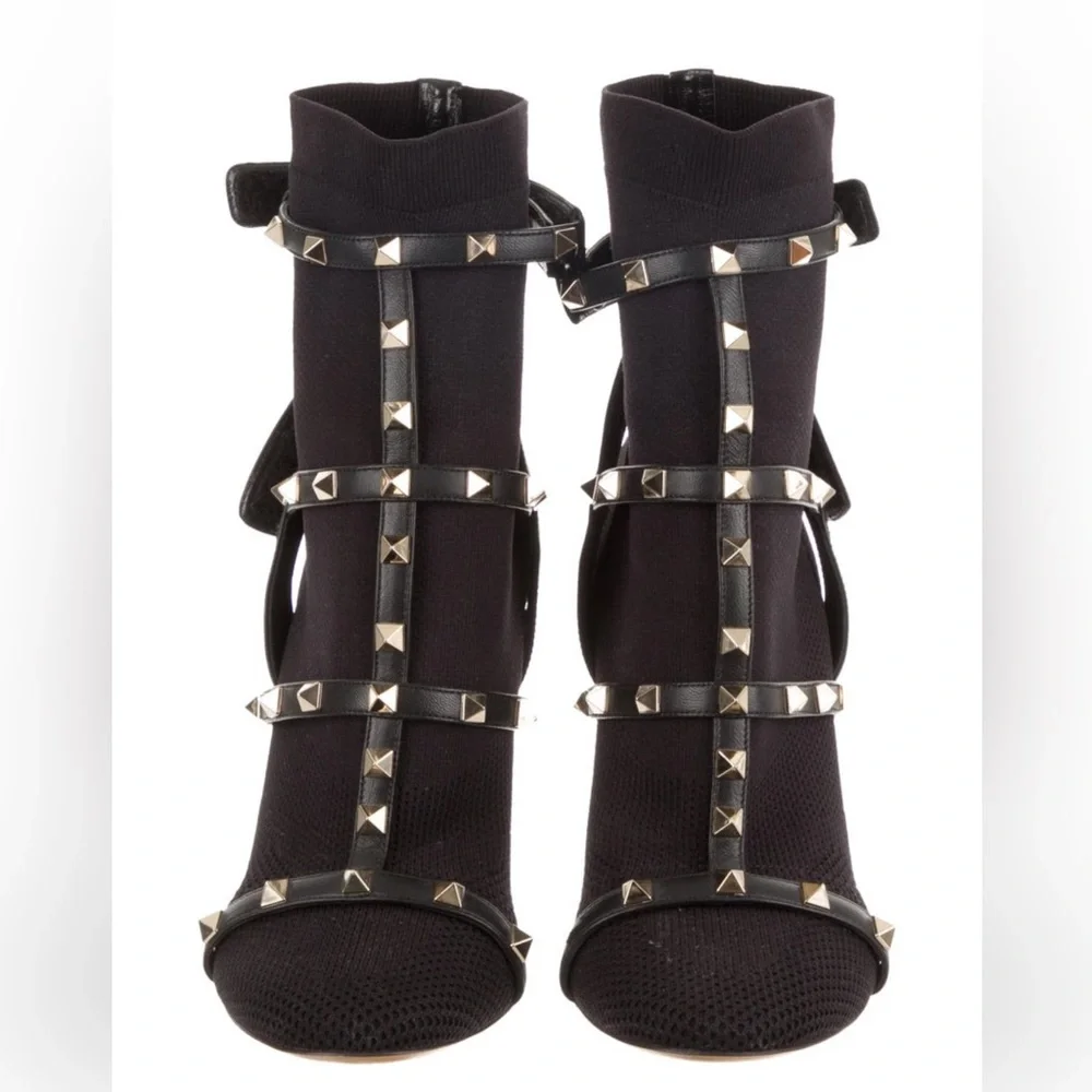 Valentino Black Studded Heeled Boots - Picture 3 of 6
